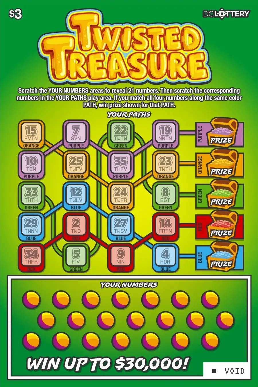 Twisted Treasure District of Columbia scratcher ticket