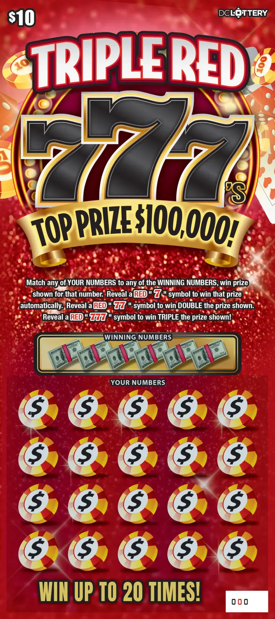 Triple Red 777's District of Columbia scratcher ticket