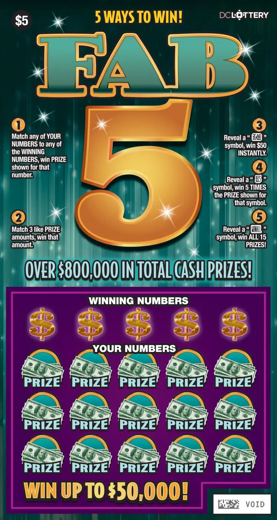 Fab 5 District of Columbia scratcher ticket