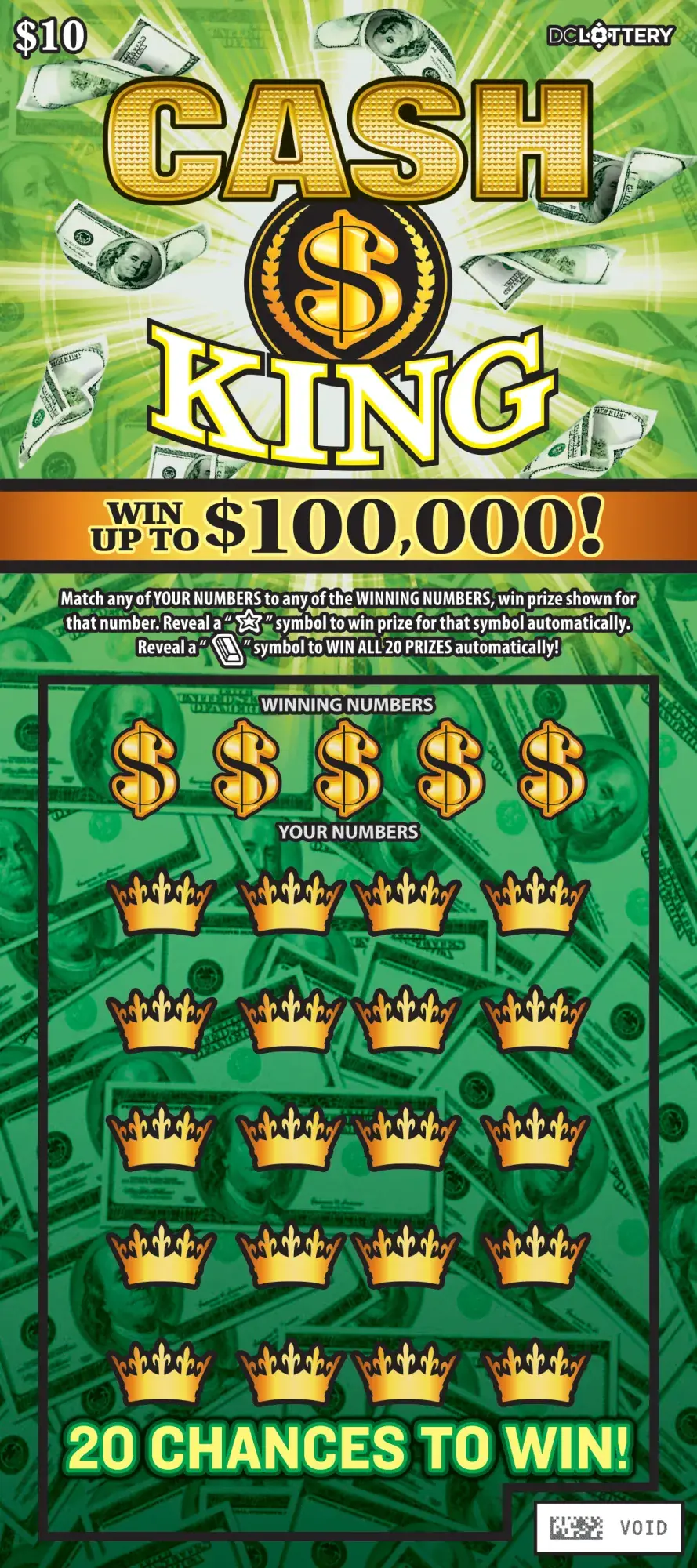 Cash King District of Columbia scratcher ticket