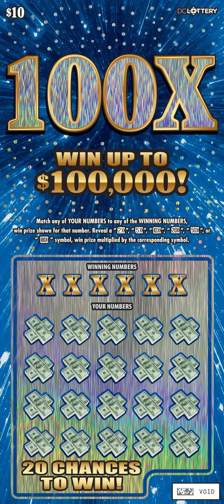100X District of Columbia scratcher ticket