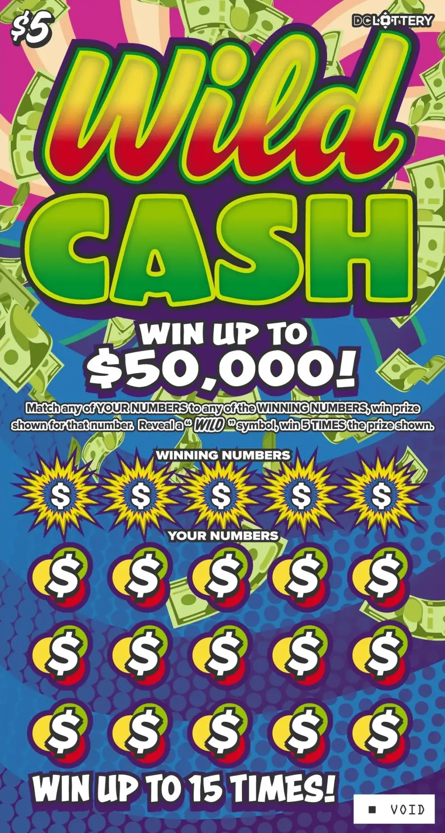 Wild Cash District of Columbia scratcher ticket