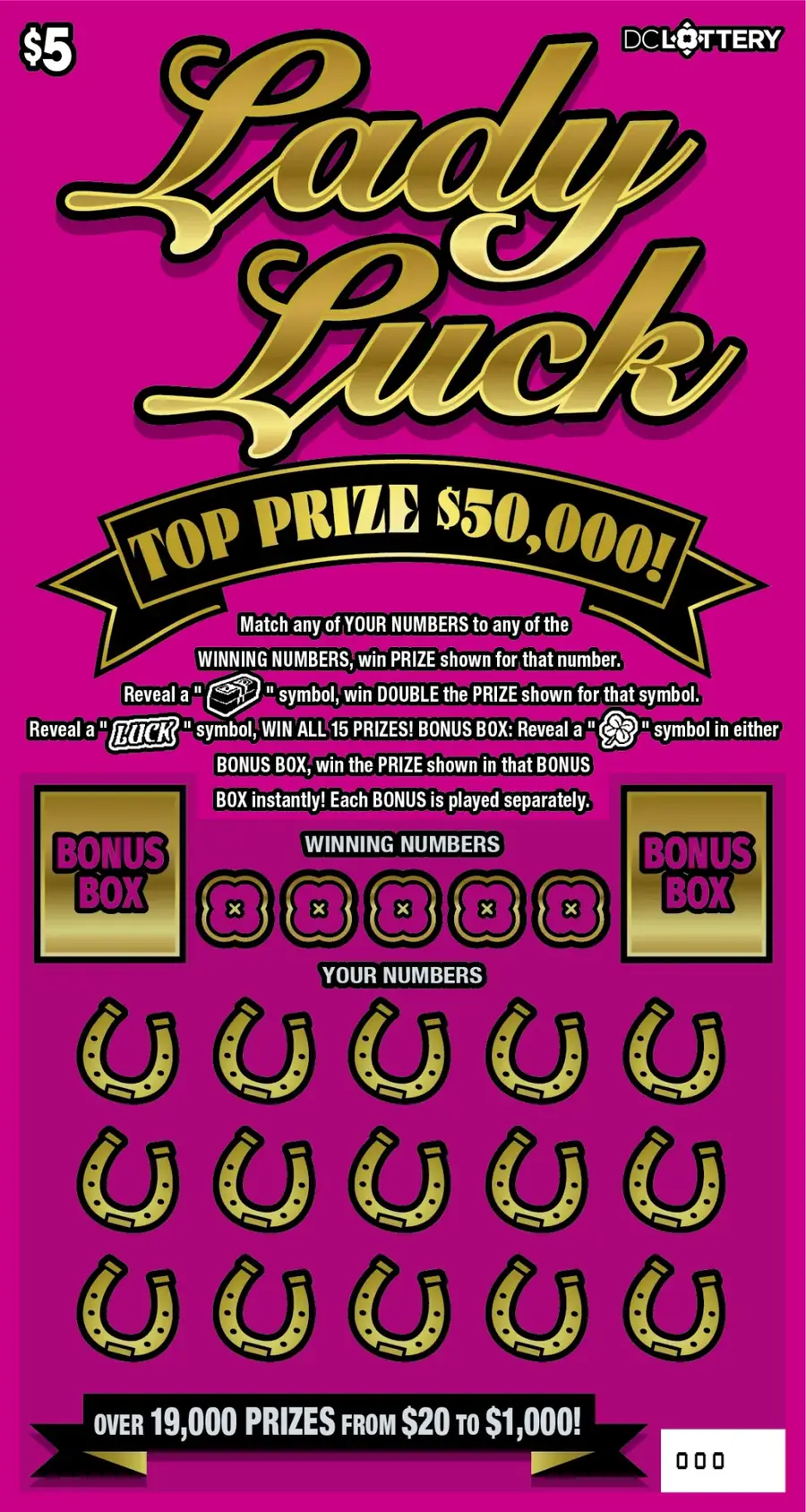 Lady Luck District of Columbia scratcher ticket