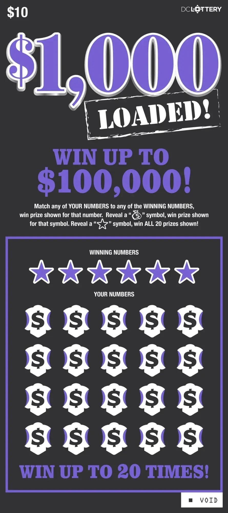 $1,000 Loaded District of Columbia scratcher ticket