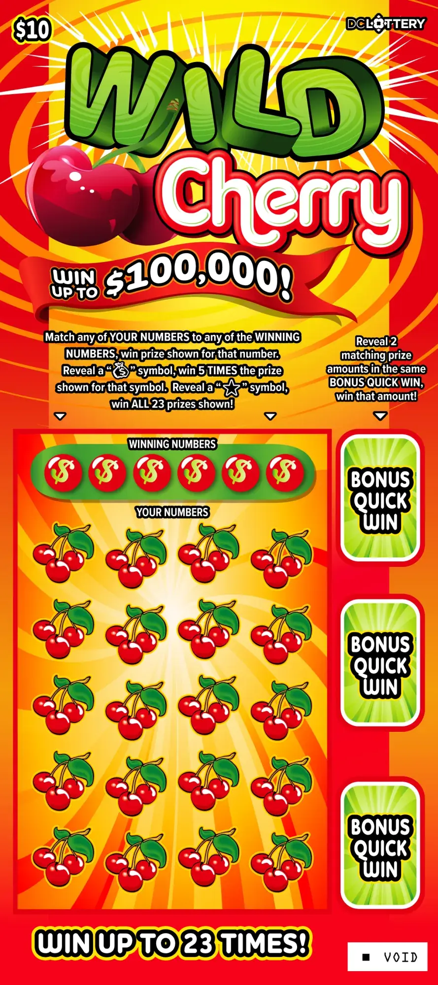 Wild Cherry District of Columbia scratcher ticket
