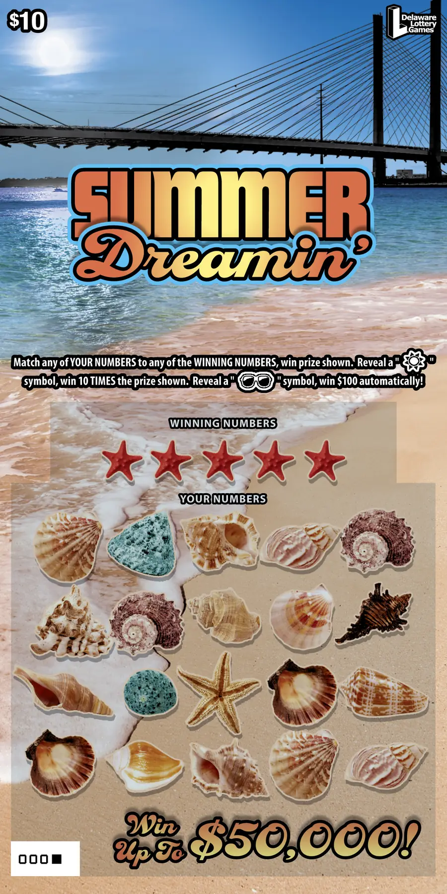 SUMMER DREAMIN’ Delaware instant game ticket