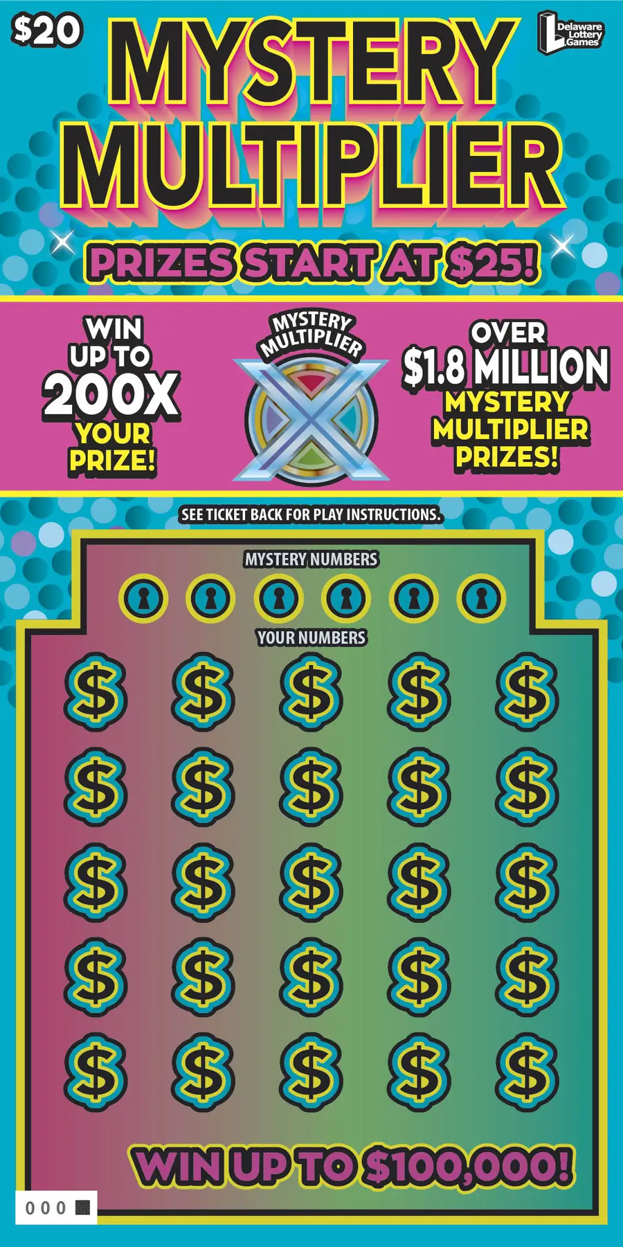 Mystery Multiplier Delaware instant game ticket