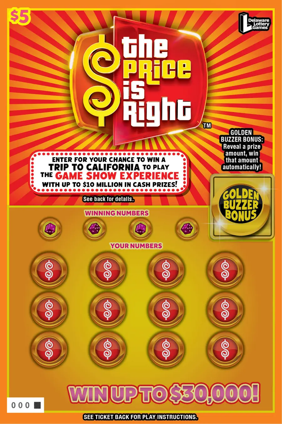 Game Show Experience Delaware instant game ticket