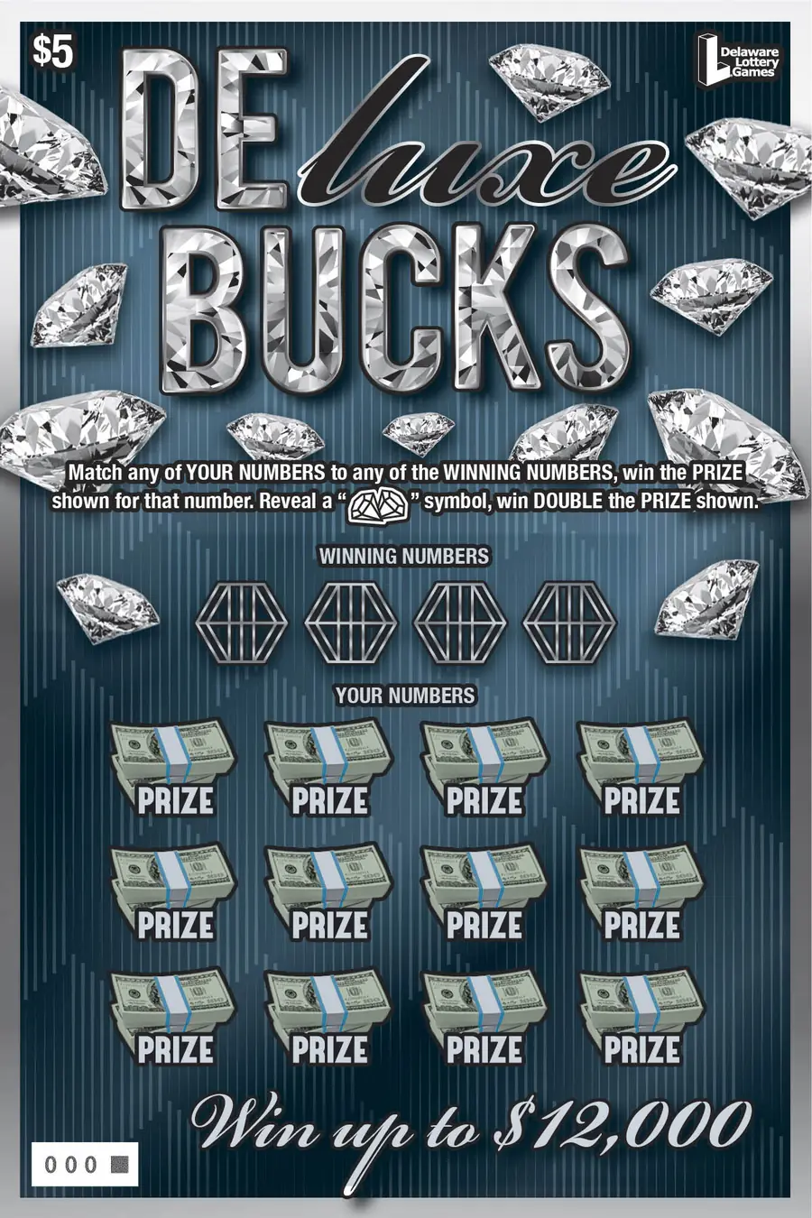 Deluxe Bucks Delaware instant game ticket