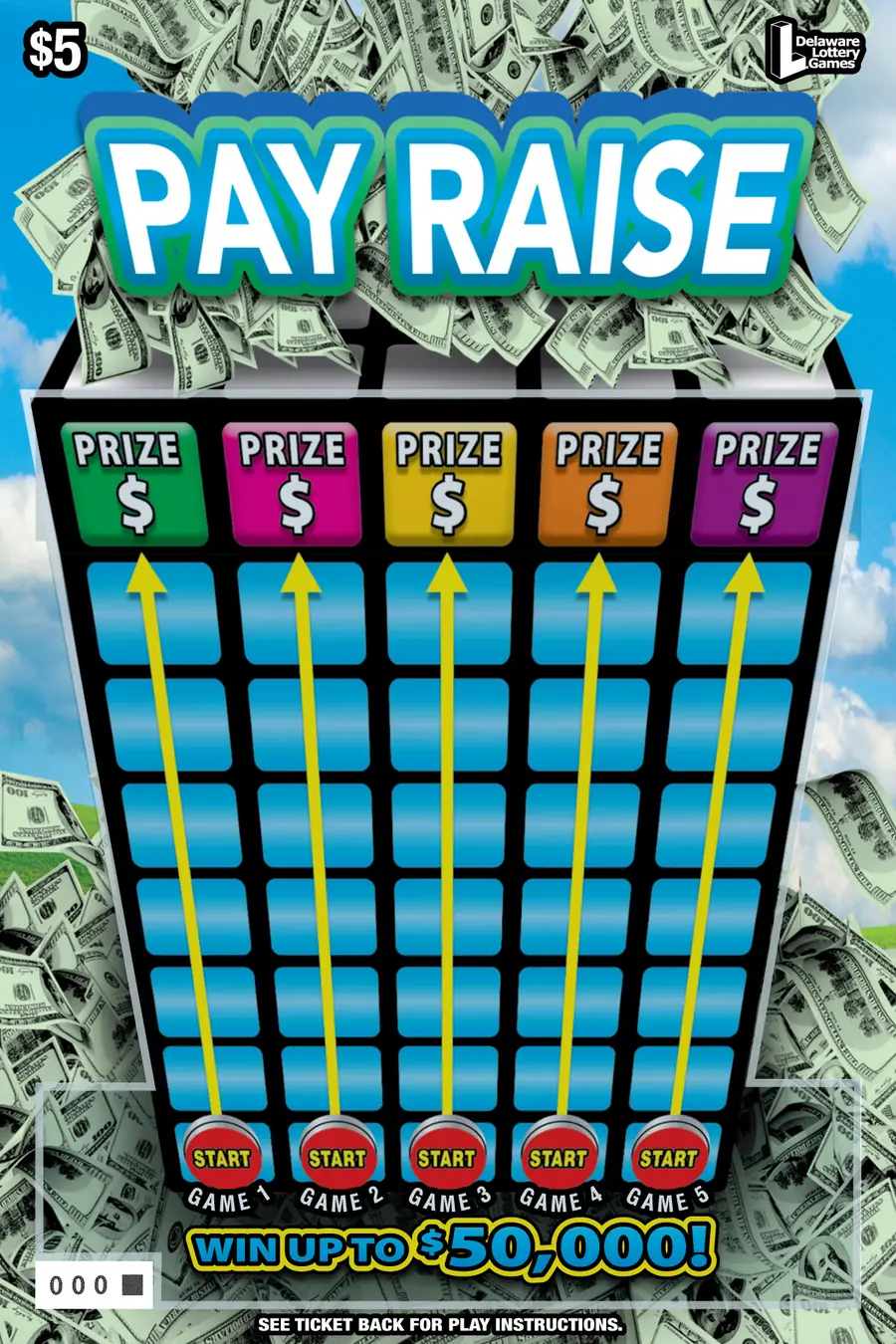Pay Raise Delaware instant game ticket