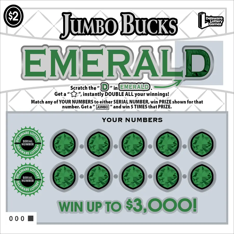 Jumbo Bucks Emerald Delaware instant game ticket