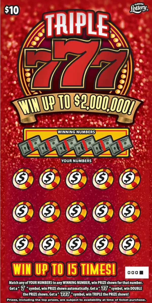 Triple 777 Florida scratch-off ticket