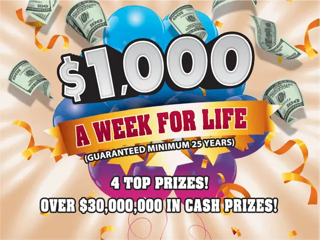 $1,000 A Week For Life Florida scratch-off ticket