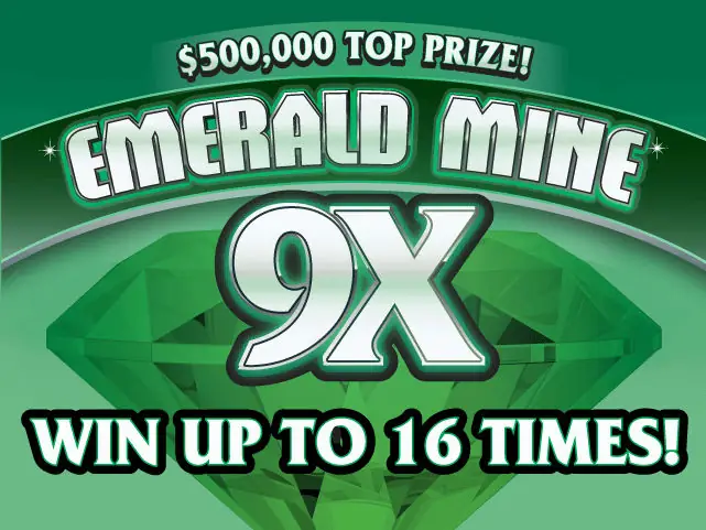 Emerald Mine 9X Florida scratch-off ticket