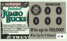 Junior JUMBO BUCKS Georgia scratcher ticket