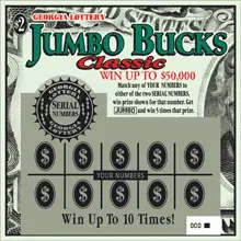 JUMBO BUCKS Classic Georgia scratcher ticket