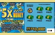 5X THE MONEY Georgia scratcher ticket