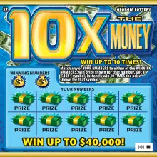 10X THE MONEY Georgia scratcher ticket