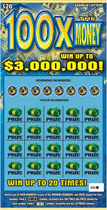 100X THE MONEY Georgia scratcher ticket