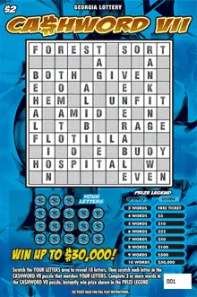 CA$HWORD VII Georgia scratcher ticket