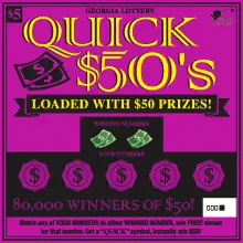 QUICK $50's Georgia scratcher ticket