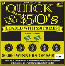 QUICK $50's Georgia scratcher ticket