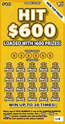 HIT $600 Georgia scratcher ticket