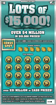LOTS OF $15,000! Georgia scratcher ticket