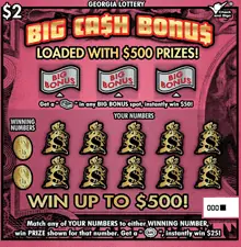BIG CA$H BONU$ Georgia scratcher ticket
