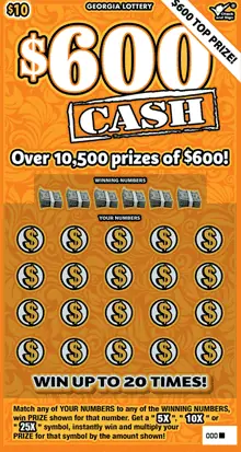 $600 CASH Georgia scratcher ticket