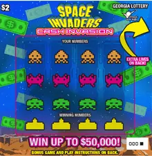 SPACE INVADERS CASH INVASION Georgia scratcher ticket