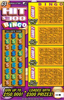 HIT $300 BINGO Georgia scratcher ticket