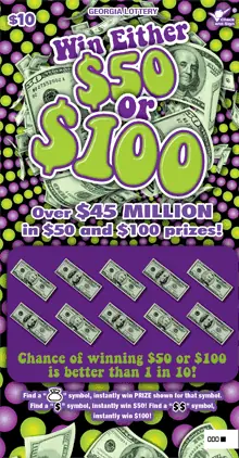 Win Either $50 or $100 Georgia scratcher ticket