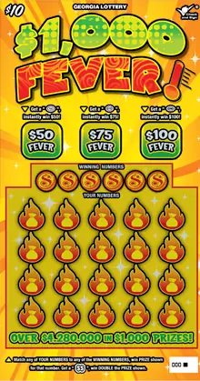$1,000 FEVER! Georgia scratcher ticket