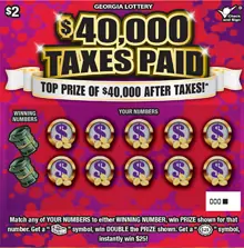 $40,000 TAXES PAID Georgia scratcher ticket