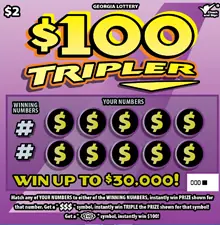 $100 TRIPLER Georgia scratcher ticket