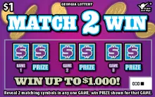 MATCH 2 WIN Georgia scratcher ticket