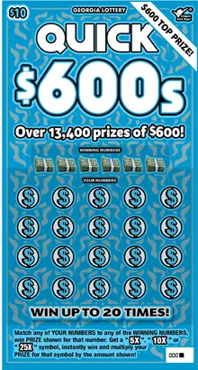 QUICK $600s Georgia scratcher ticket