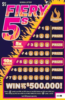 FIERY 5s Georgia scratcher ticket