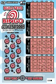 BULLSEYE BINGO Georgia scratcher ticket