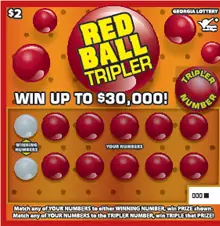 RED BALL TRIPLER Georgia scratcher ticket