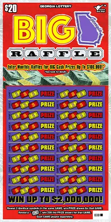 $20 BIG GEORGIA RAFFLE Georgia scratcher ticket