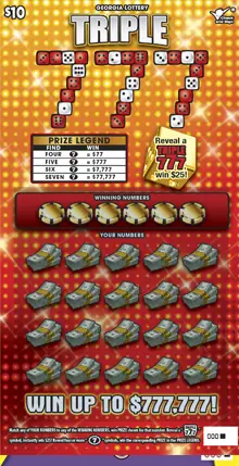 TRIPLE 777 Georgia scratcher ticket