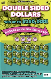 DOUBLE SIDED DOLLARS Georgia scratcher ticket