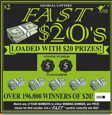 FAST $20'S Georgia scratcher ticket