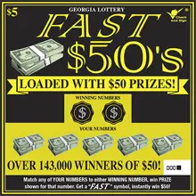 FAST $50'S Georgia scratcher ticket