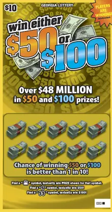 Win Either $50 or $100 Georgia scratcher ticket