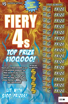 FIERY 4s Georgia scratcher ticket