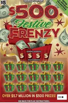 $500 Festive FRENZY Georgia scratcher ticket