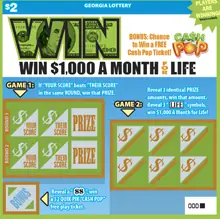 WIN $1,000 A MONTH FOR LIFE Georgia scratcher ticket